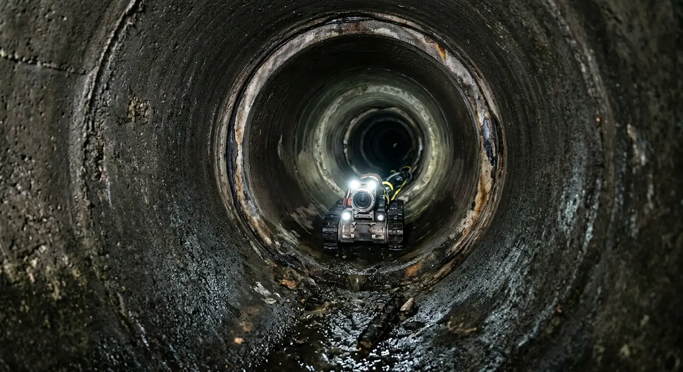 Robotic sewer camera inspecting pipe interior for Sewer Line Repair in Randallstown
